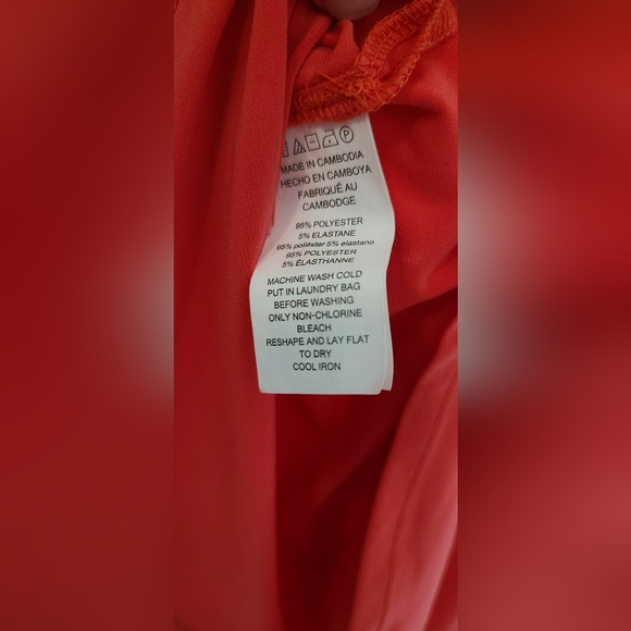 Michael Kors Coral Orange Quarter Zip Rolltab sleeve Blouse - Picture 7 of 8